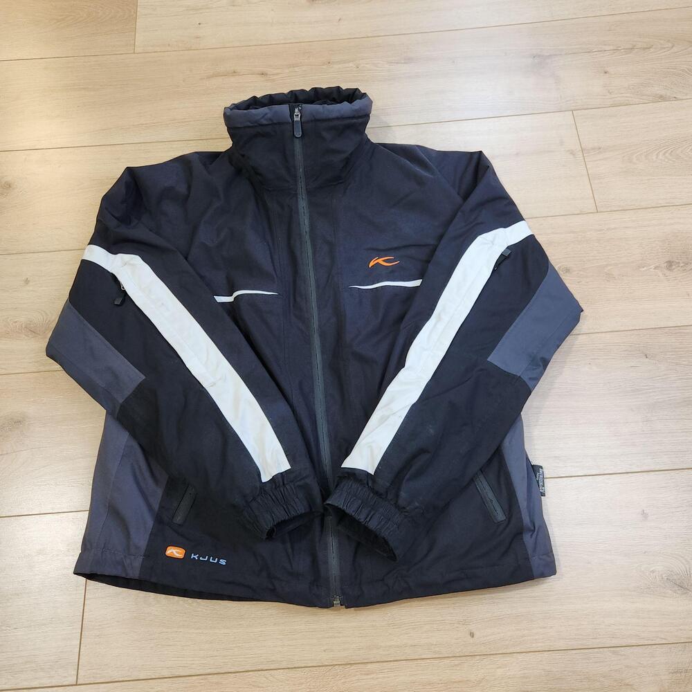 KJUS Systems Ski Jacket Mens Medium Black Gray Hooded Insulated Winter Skiing